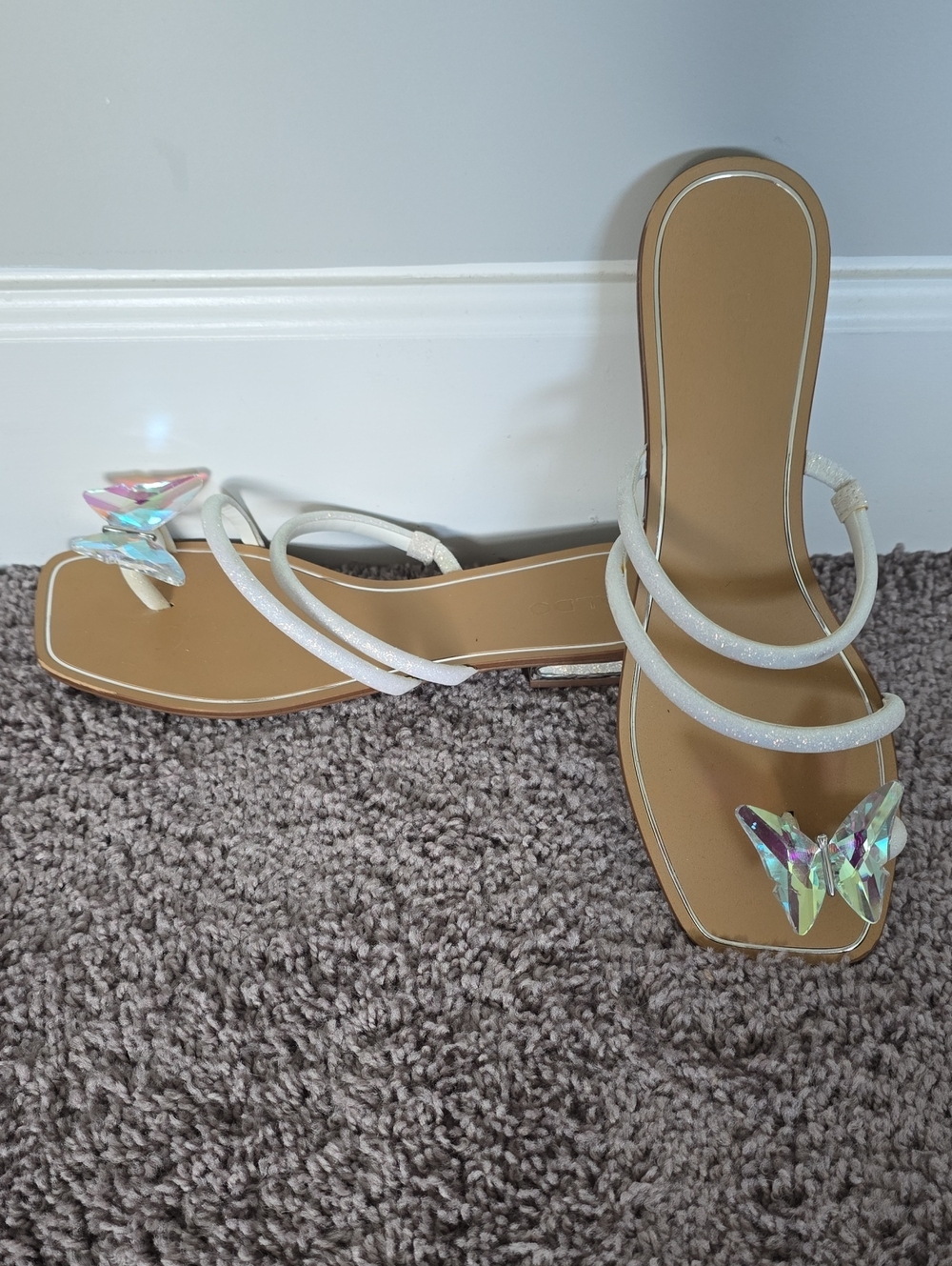 Aldo Gabriella shimmery strappy sandals with butterfly- 8.5